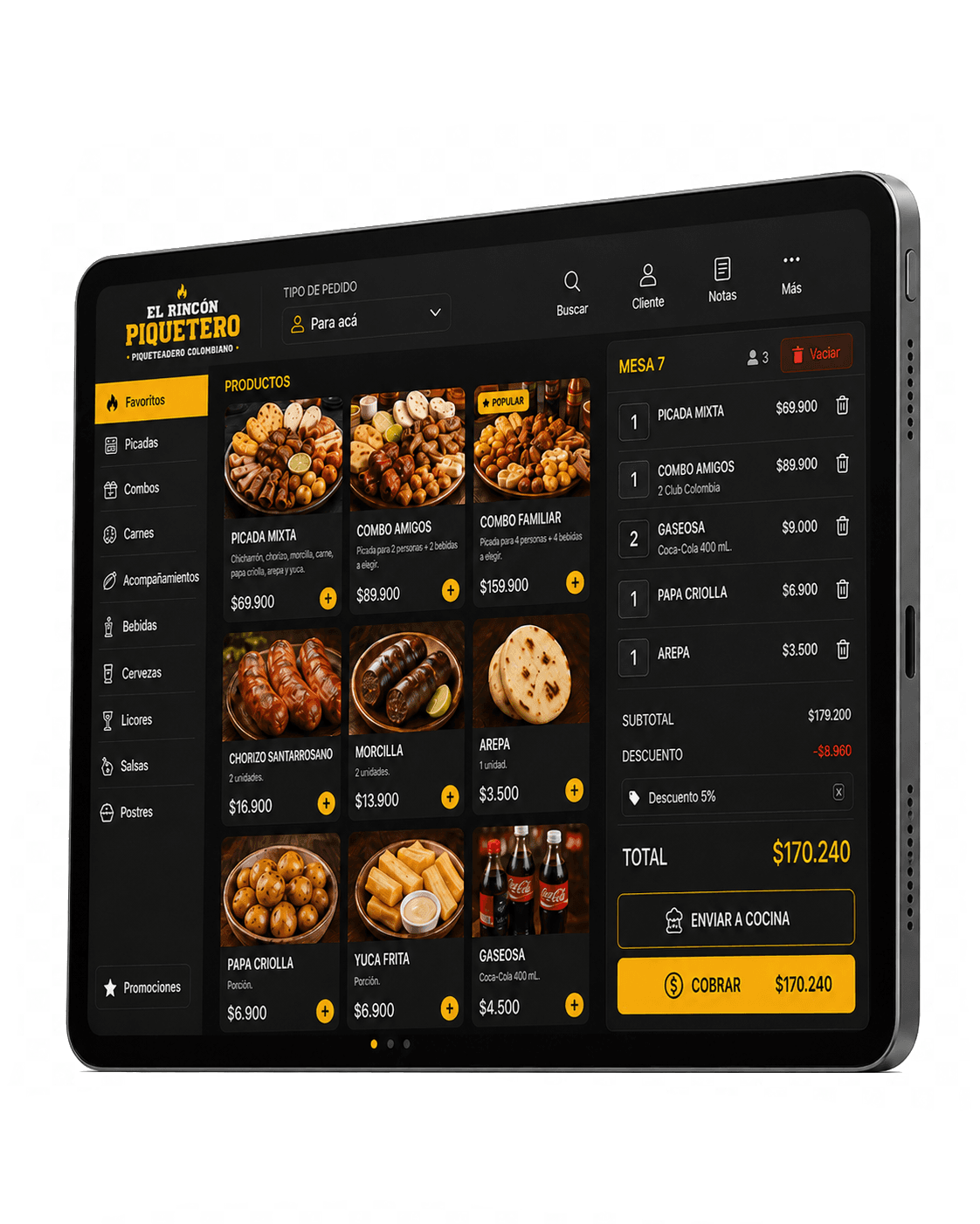 Tablet POS para piqueteadero